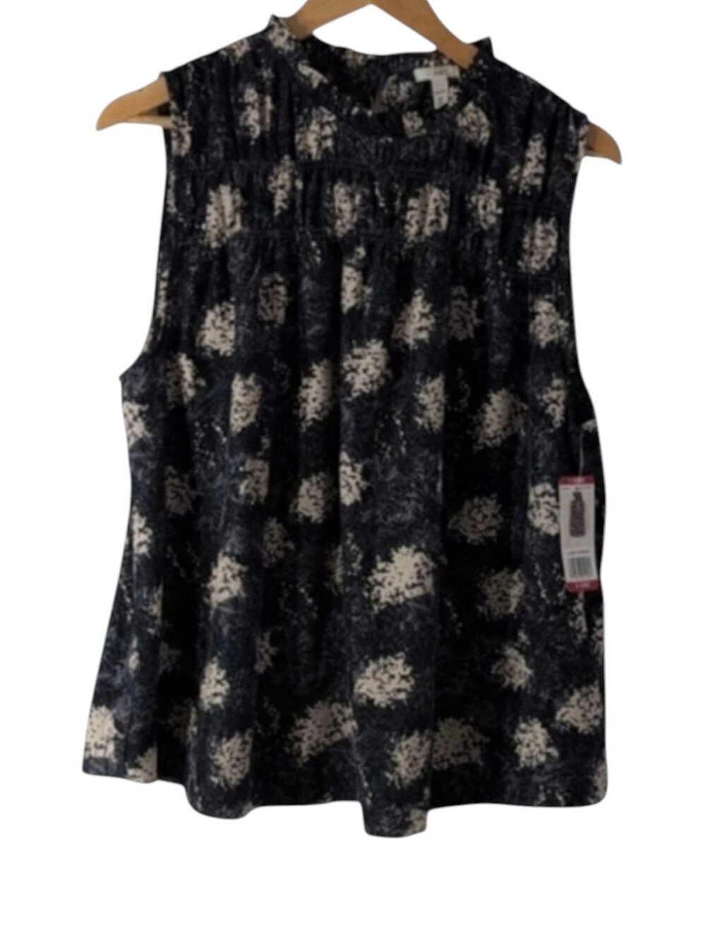 Joie Sleeveless Top in Baltic Print Gray, White Size XL